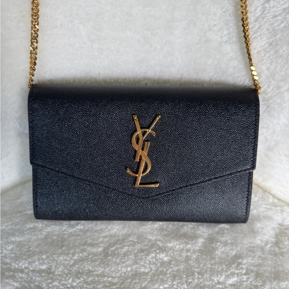 SAINT LAURENT Uptown Chain Wallet in Grain De Poudre Embossed Leather - Picture 5 of 14